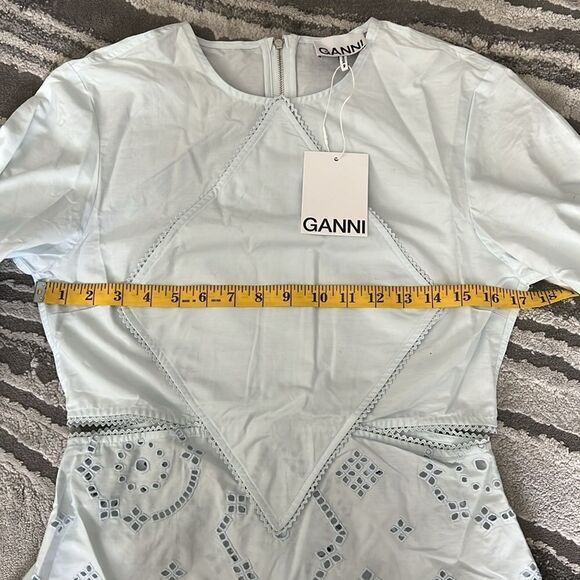 GANNI Women’s Broderie Anglaise Blouse Top Full Zipper - Picture 10 of 13